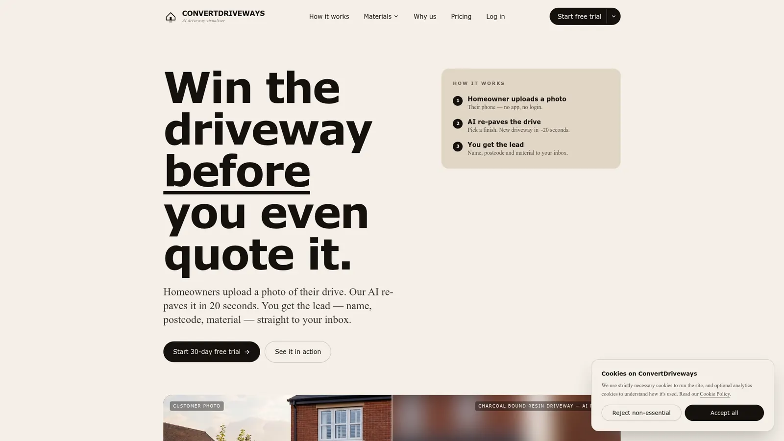 Convert Driveways — live site screenshot