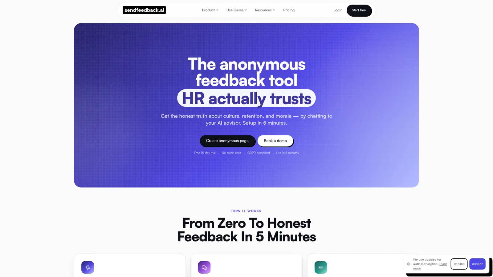 Send Feedback — live site screenshot